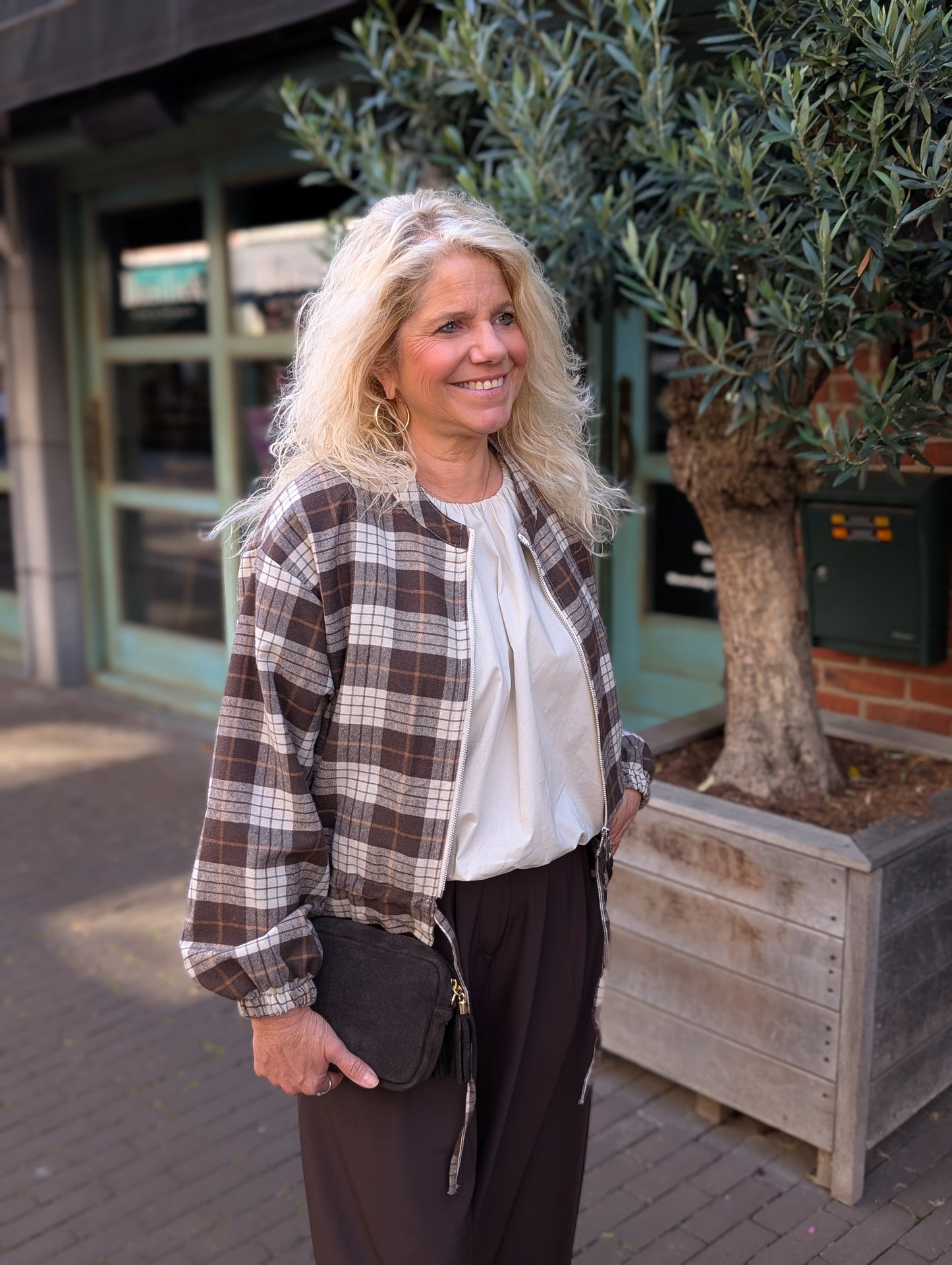 Blouse vest geruit - Bruin