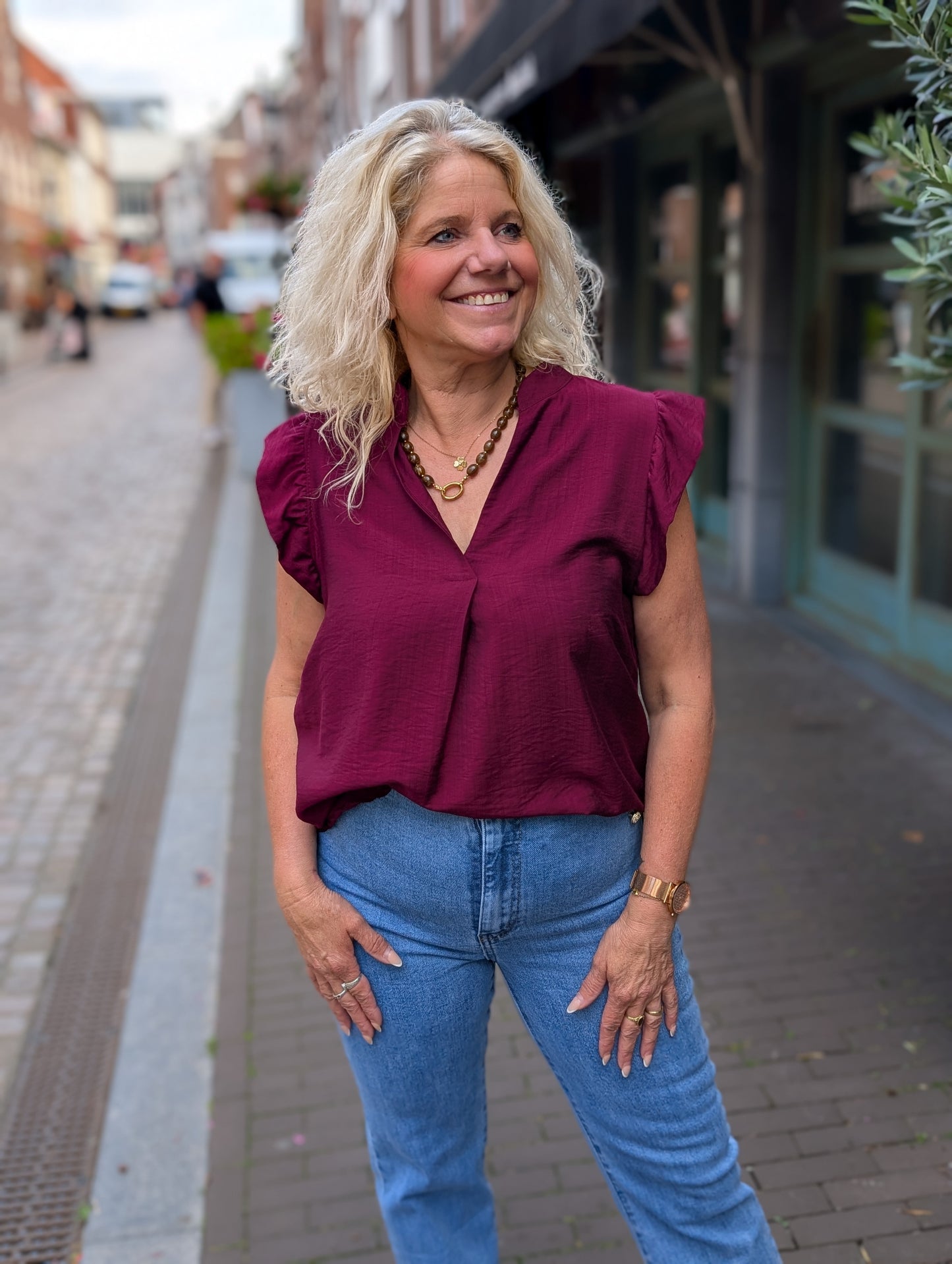 Ruffle top Deem - Bordeaux