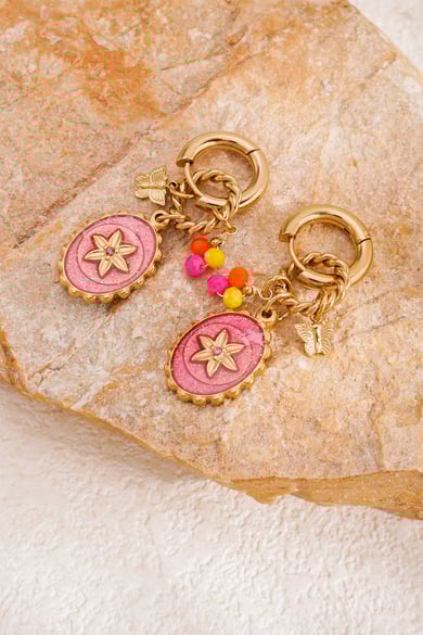 Pink Stardust earrings - Goudkleur/ roze