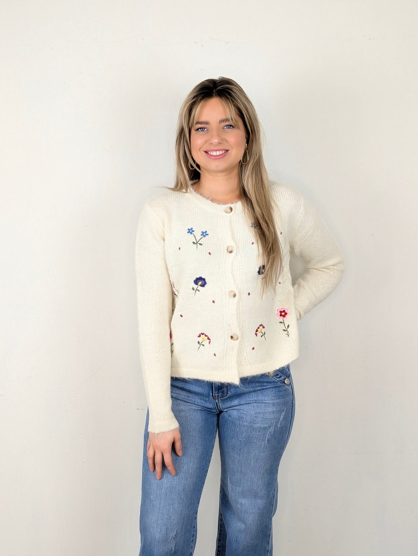 Mia flower vest - Ecru