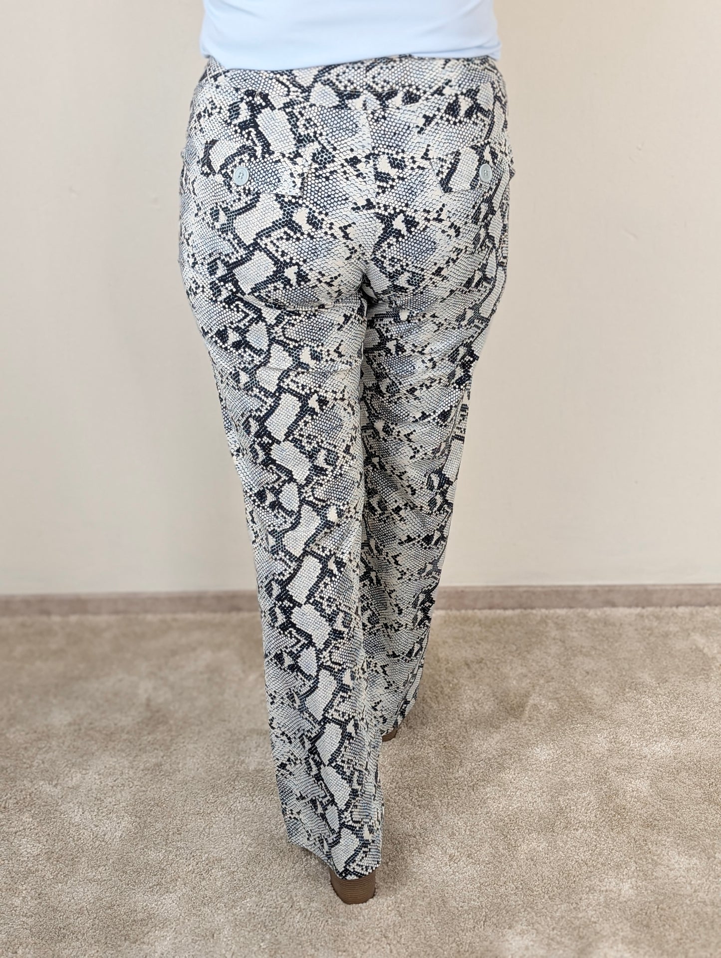Mi Piace broek straight - Dark blue/ light blue snake print