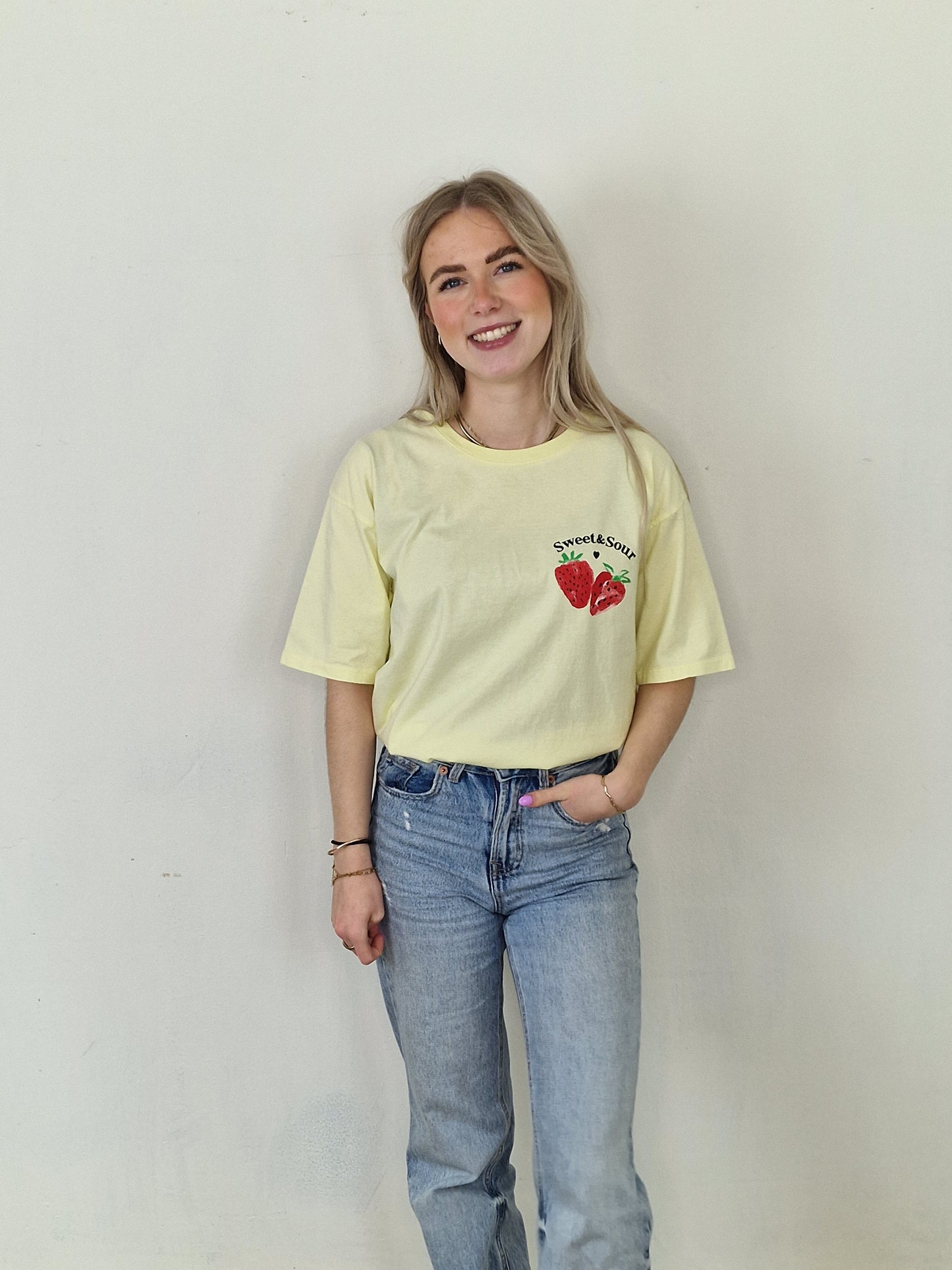 Aardbei shirt - Geel