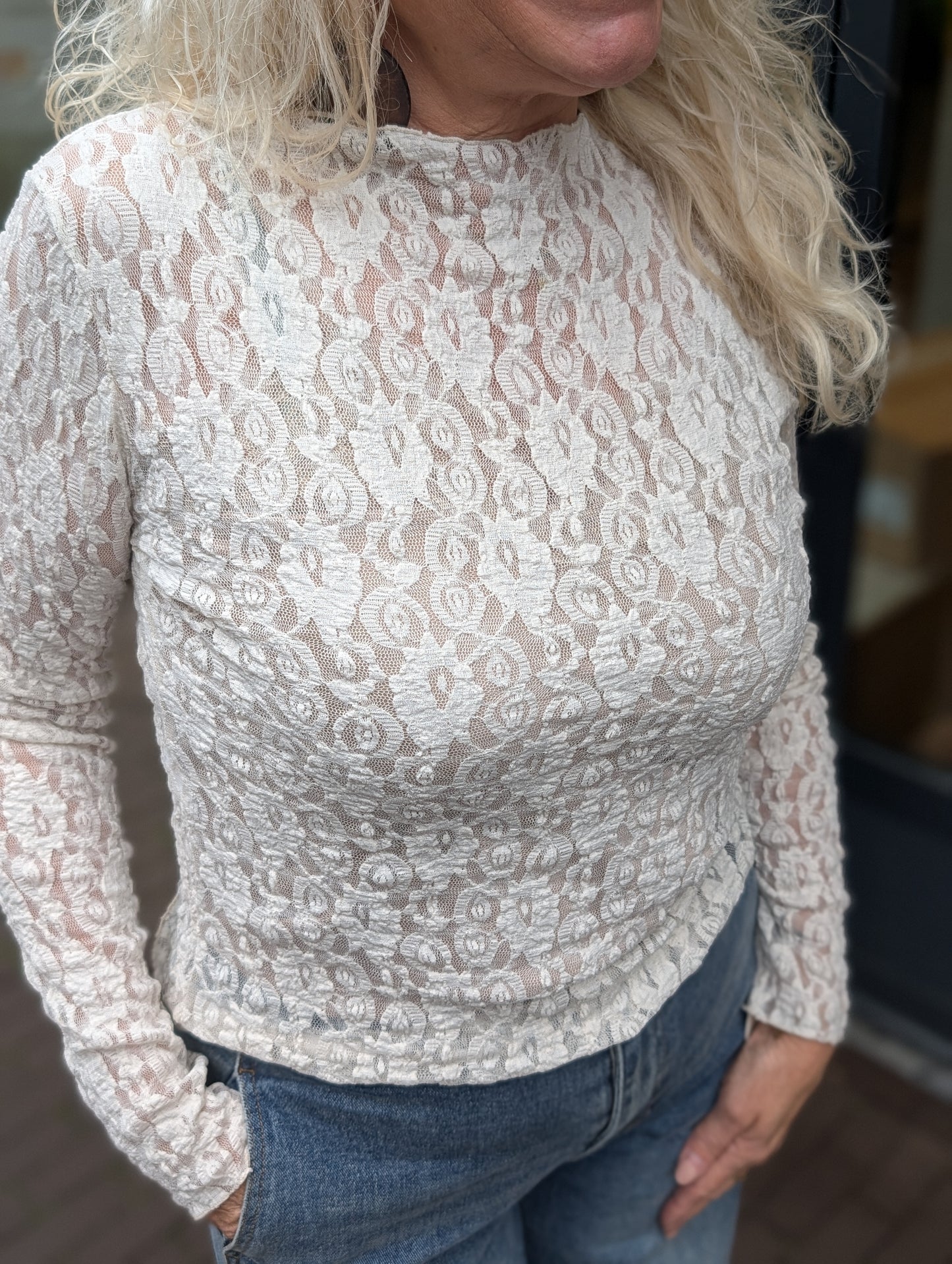 Vallery kanten top - Ecru