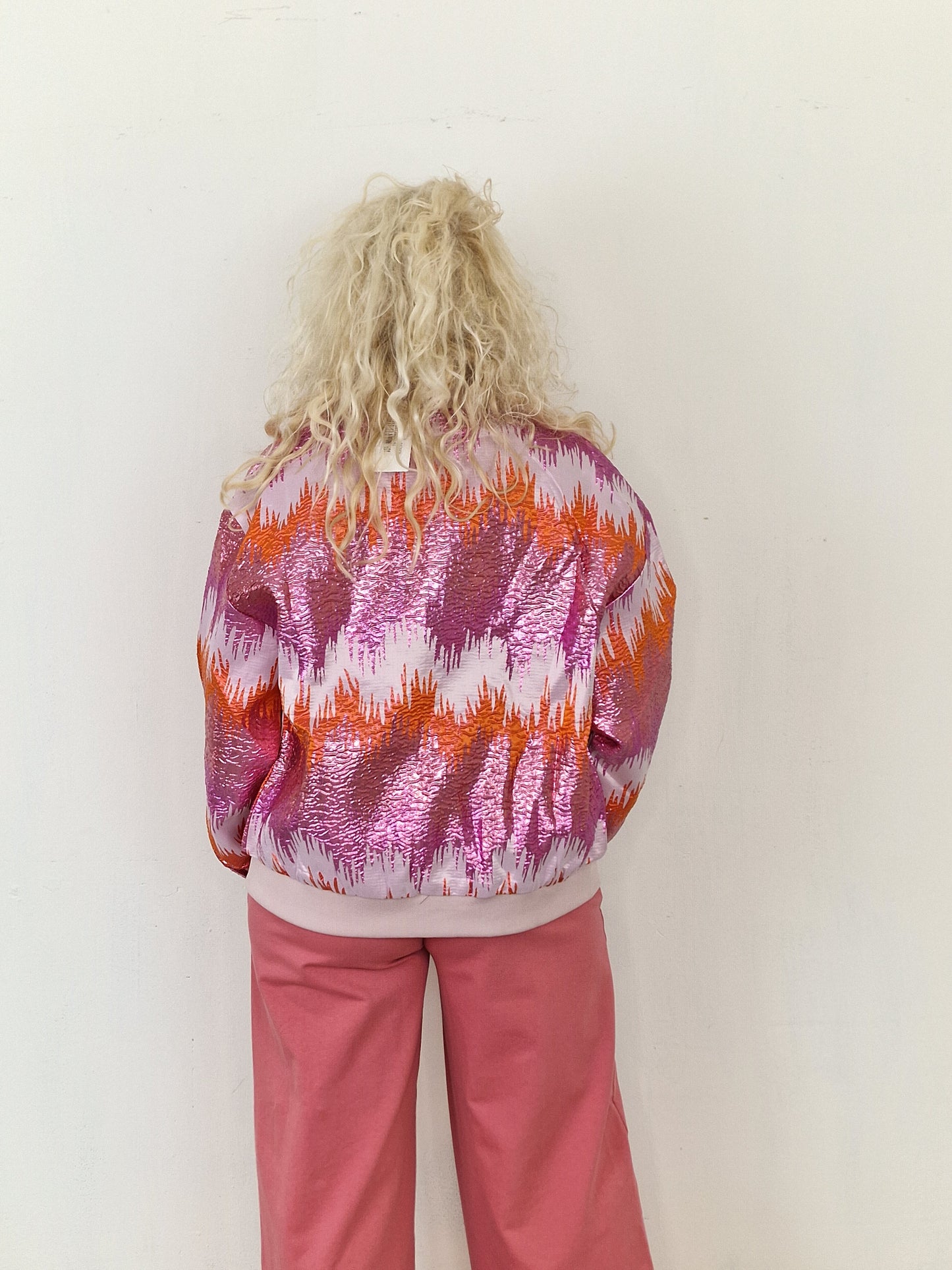 Barbera bomber jas - Pink/ orange metallic