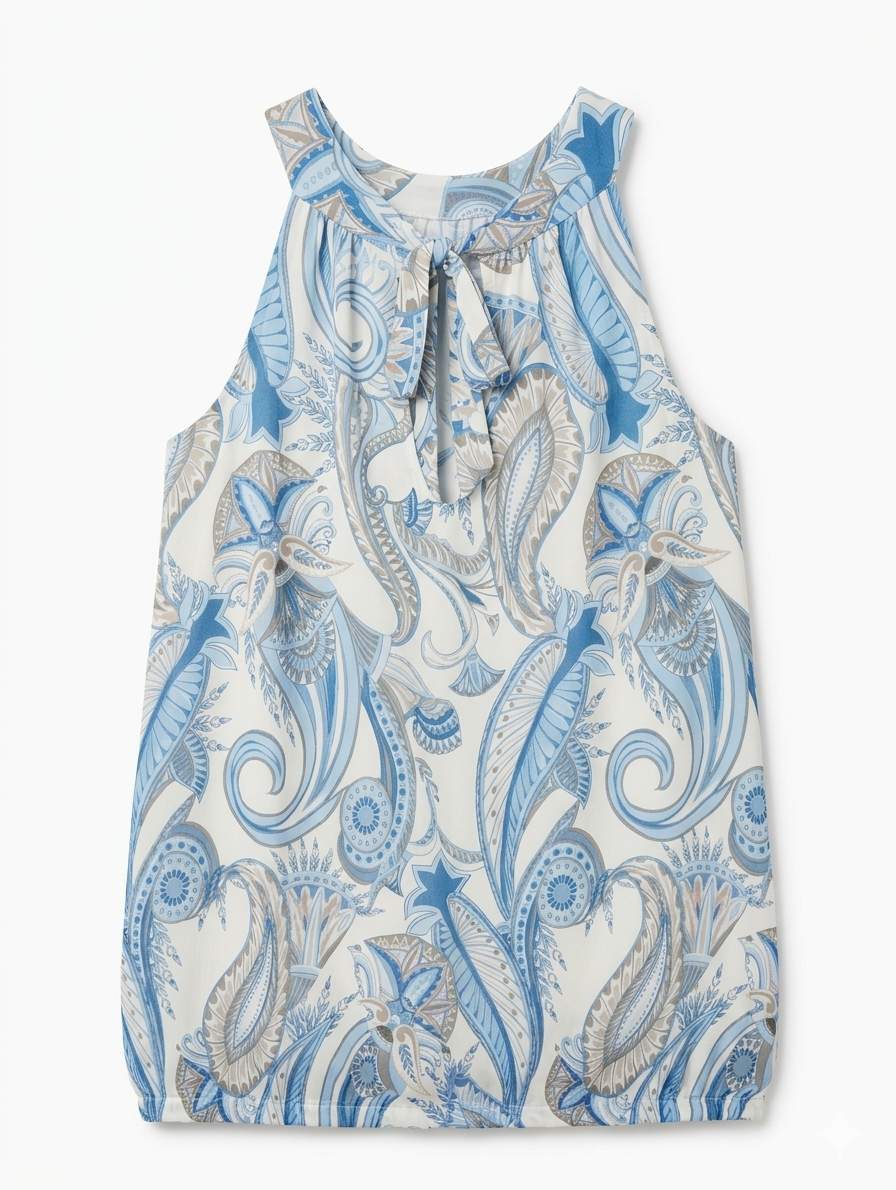 Multi way haltertop Paisley print - Blauw