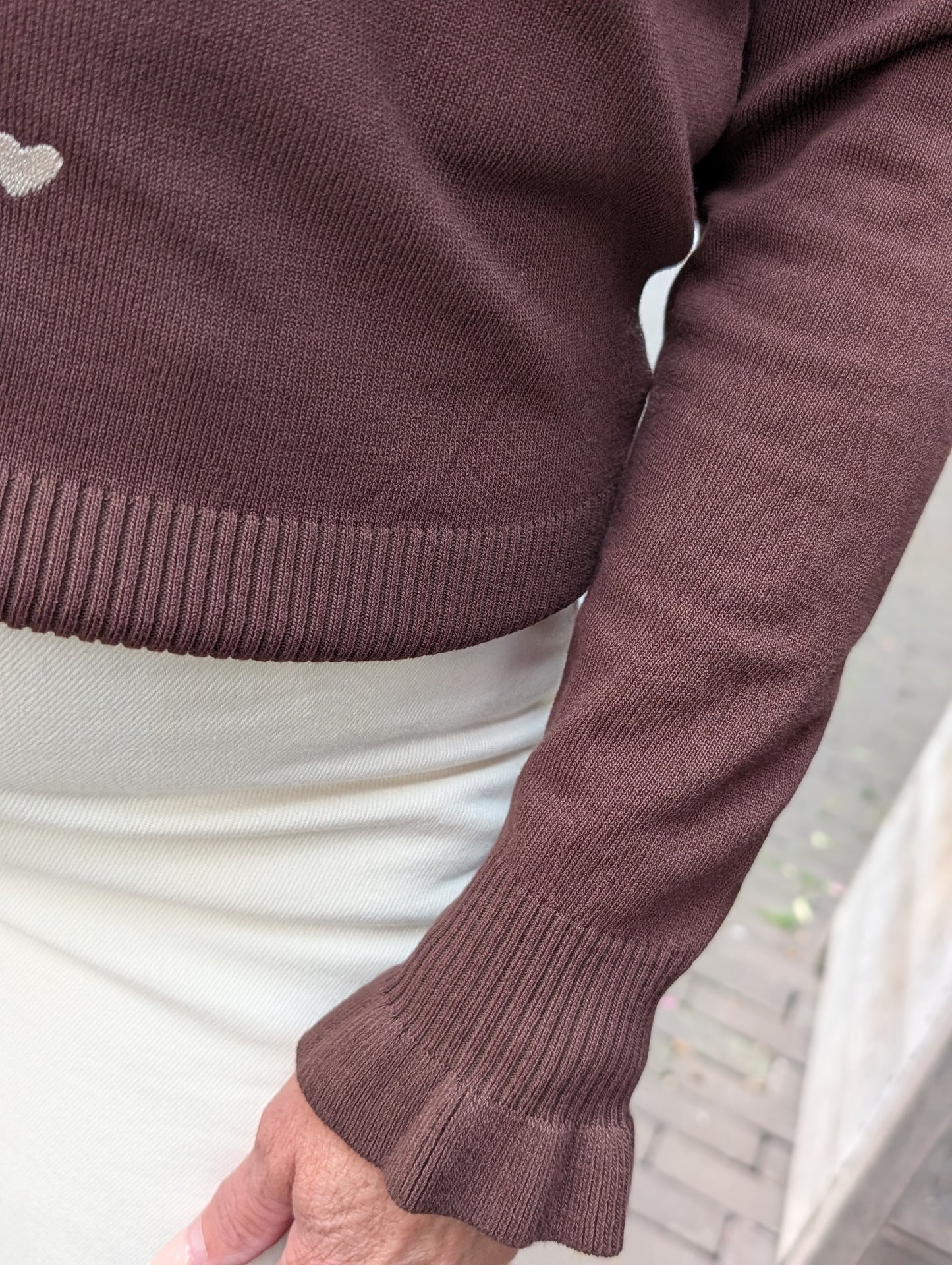 Nina trui met gouden hartjes - Bruin