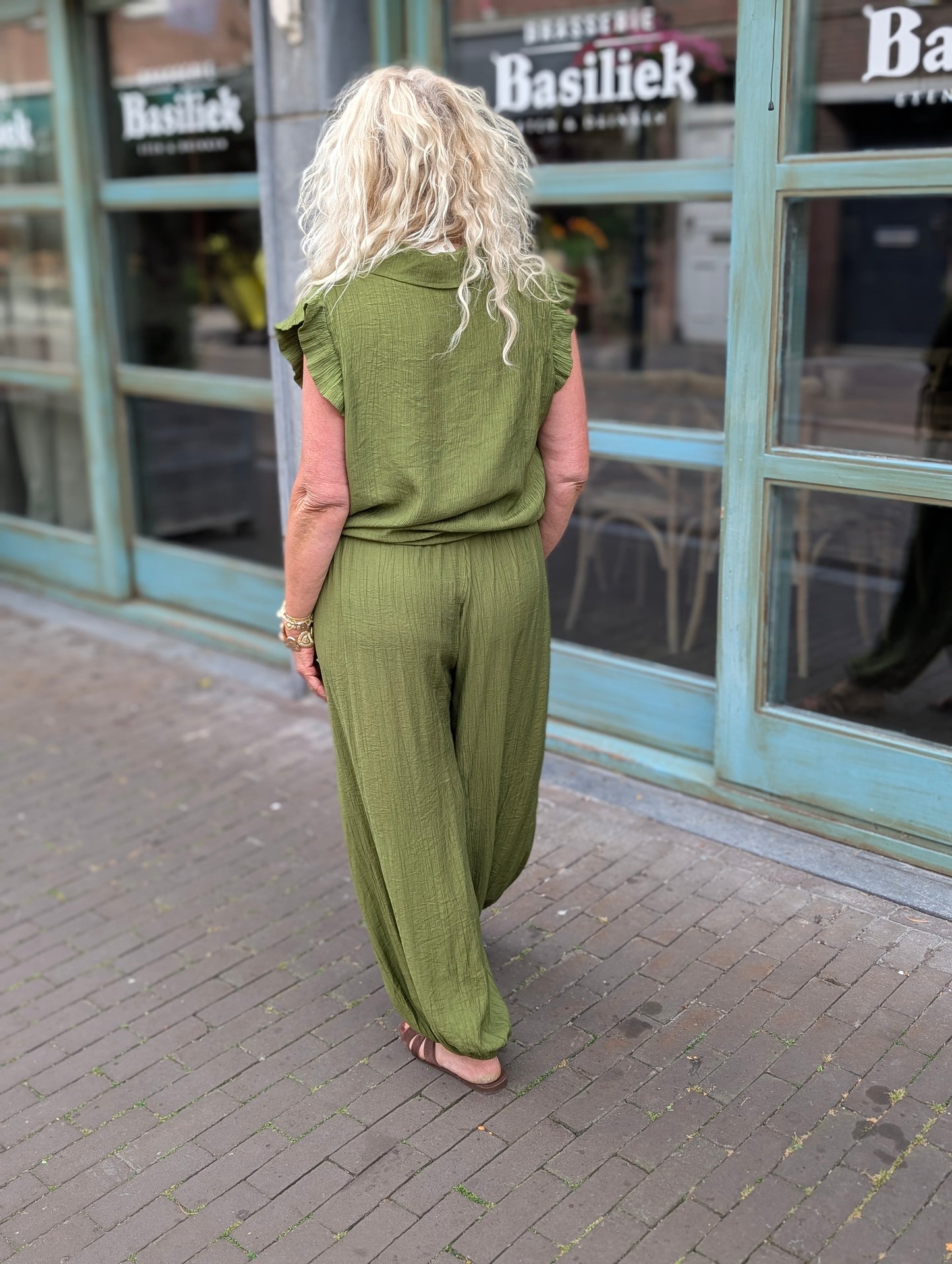 Set Meggy top+broek - Pistache