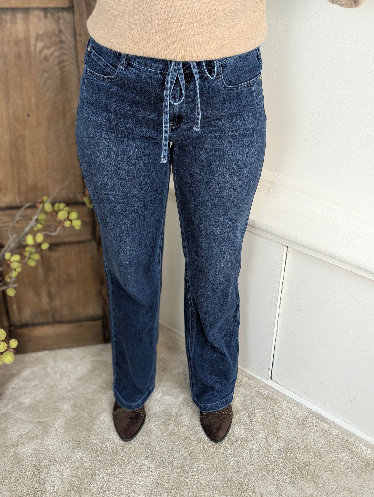 Red Button Claudette dark blue used highrise- regular fit - wide leg
