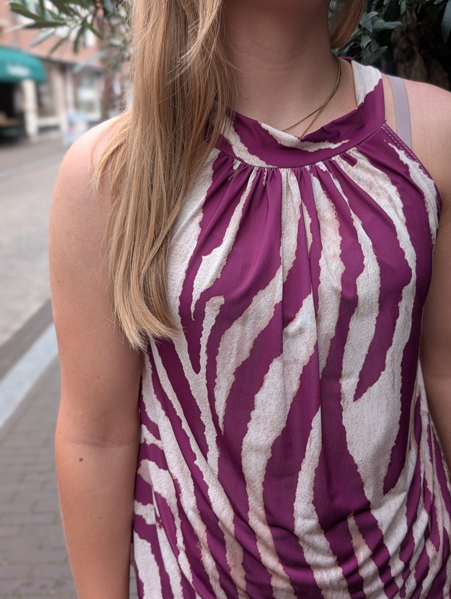 Fay top travel stof - Magenta / creme
