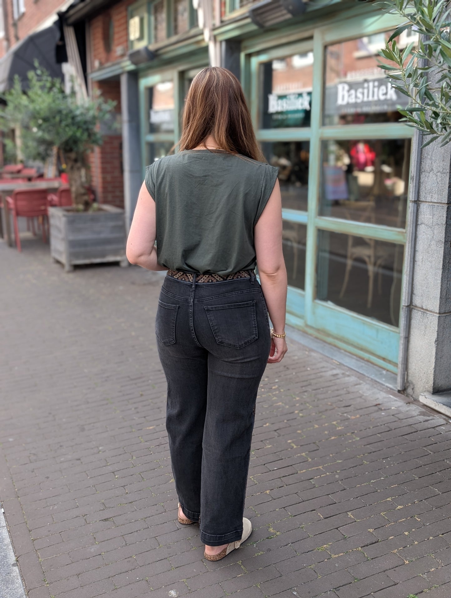Vintage embroidered straight jeans - Black wash