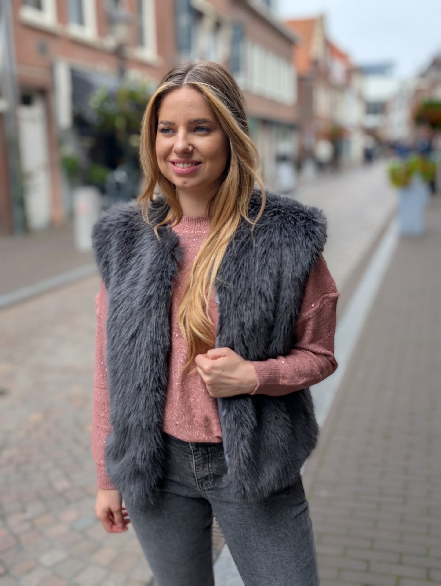Ruth bont look gilet - Grijs