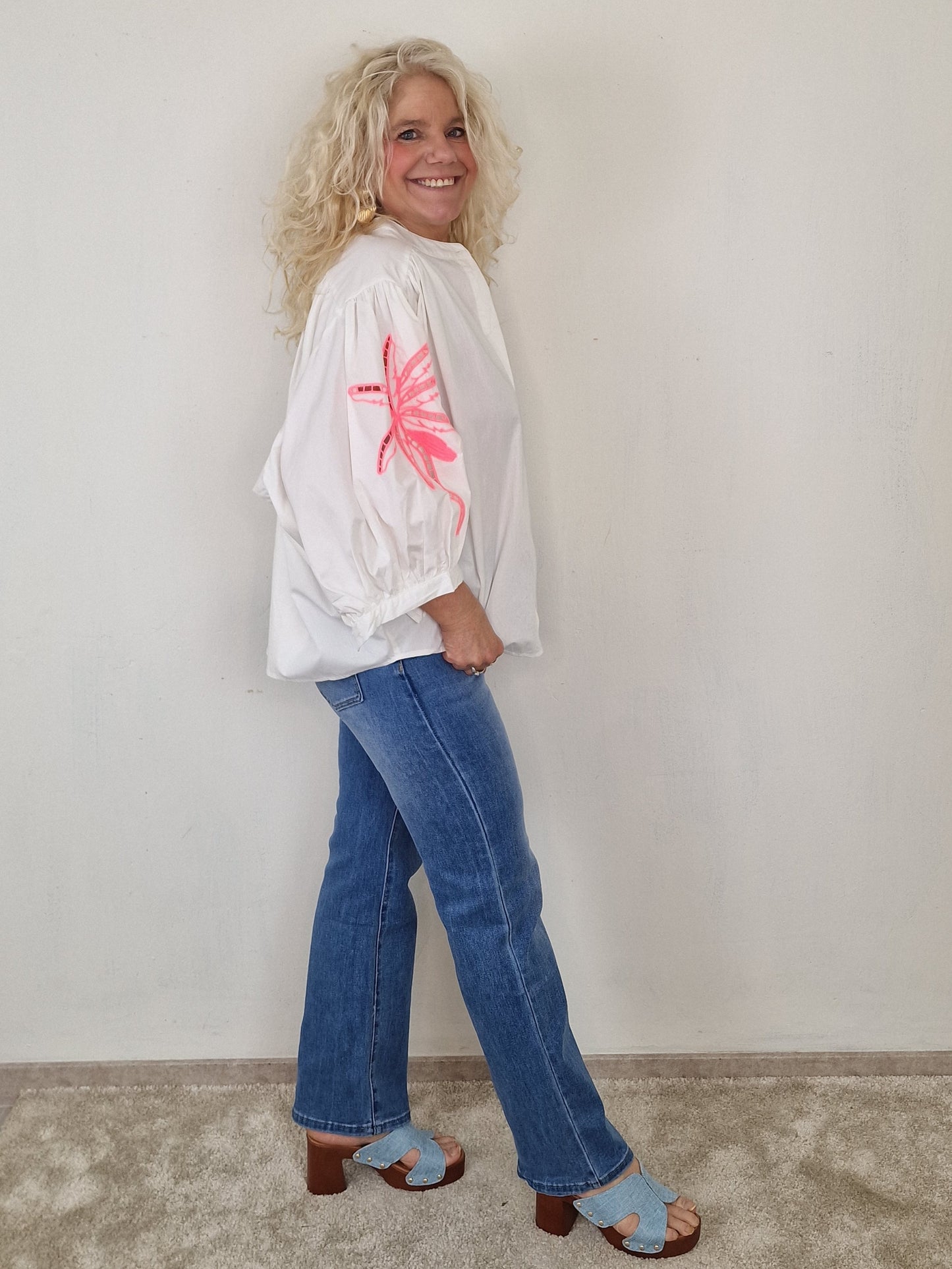 Sem blouse - Wit met roze