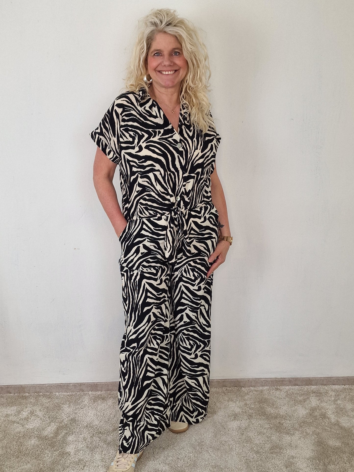 Nicole pantalon - Zebra print creme/ zwart
