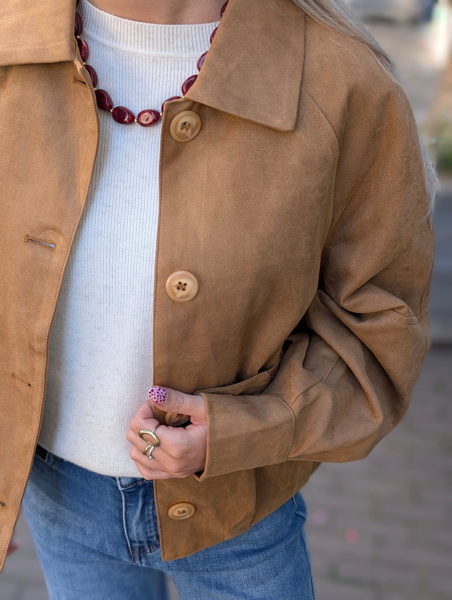 Suede tussenjas Feline - Camel