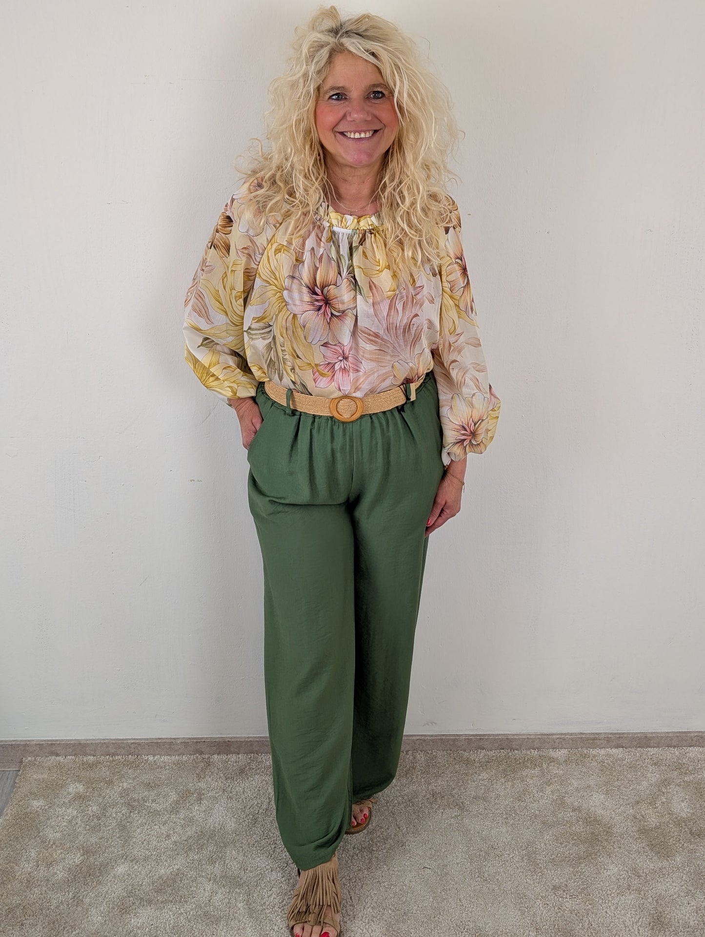 Sandra pantalon met riem - Groen
