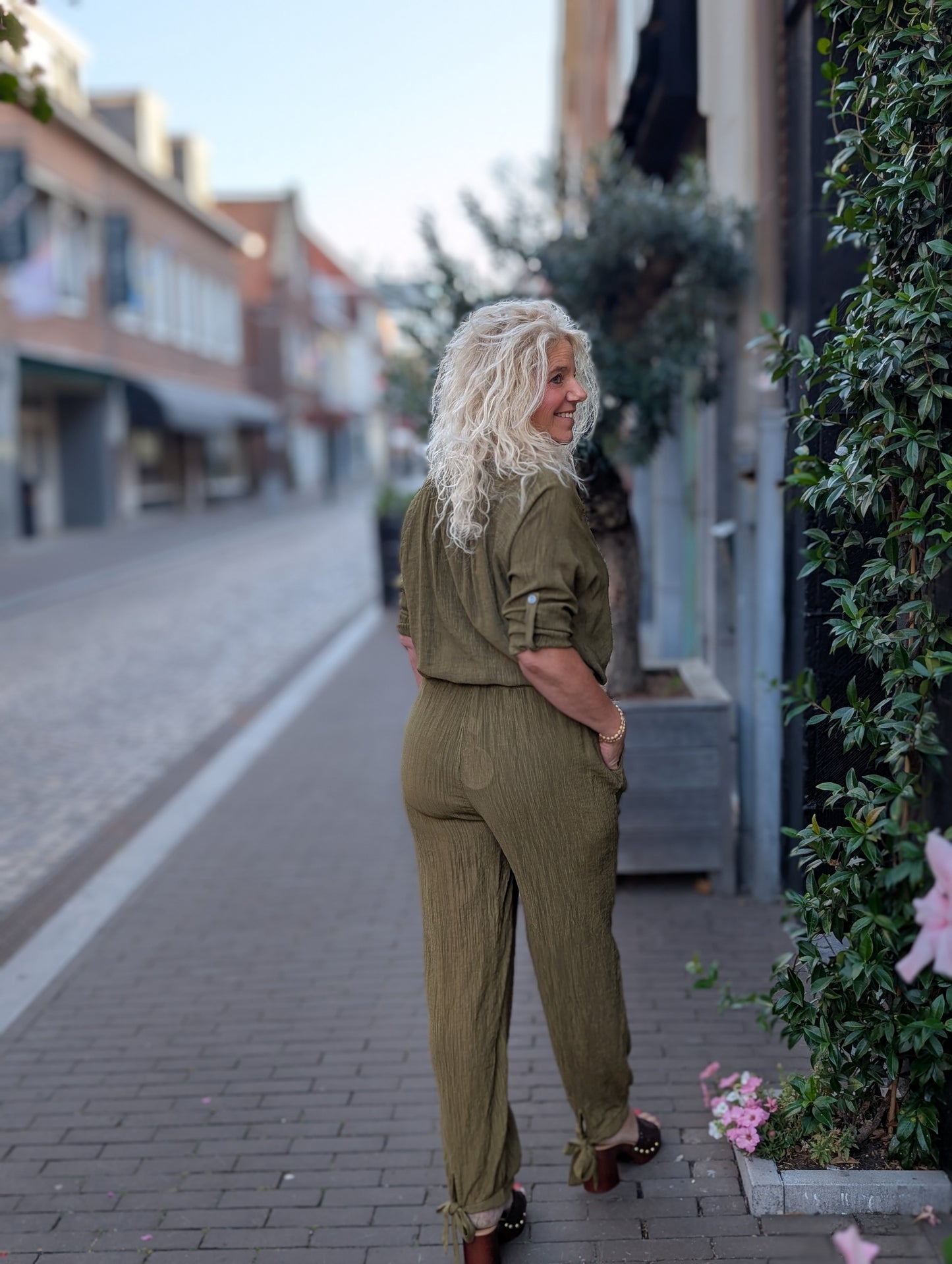 Bibara ballon broek met strik onderin - Pistache