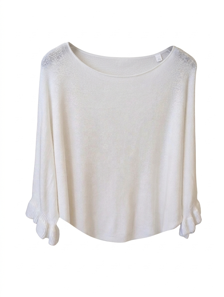 Lola vleermuis ruffle trui - Wit