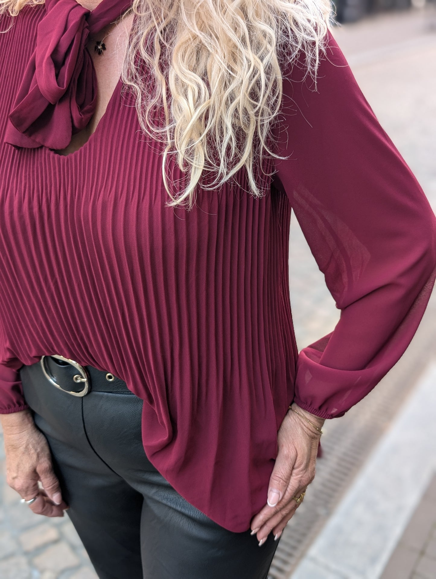 Plisse blouse Amanda - Bordeaux rood