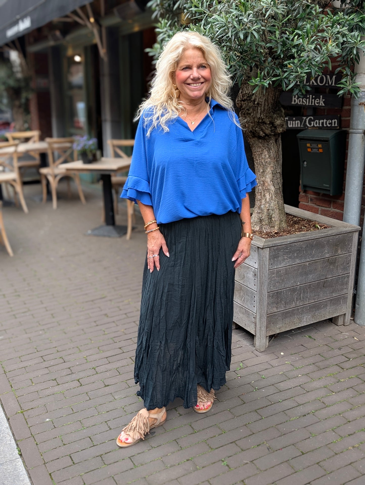 Suzy blouse ruffle - Kobaltblauw