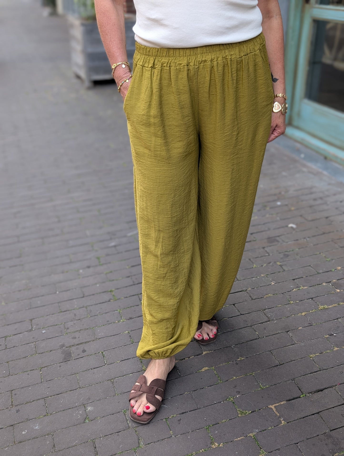 Viscose ballon broek Amy - Pistache