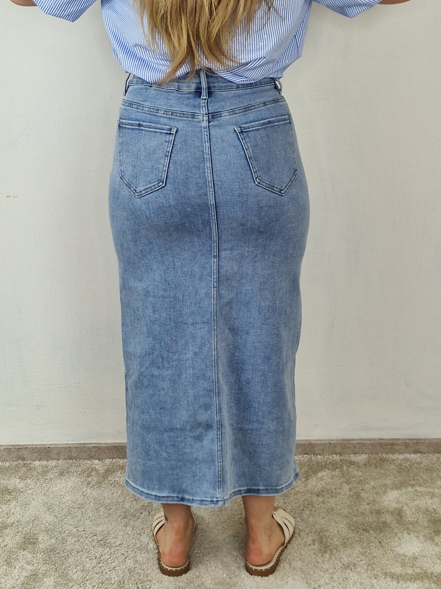 Laulia denim stretch rok Luna - Blauw