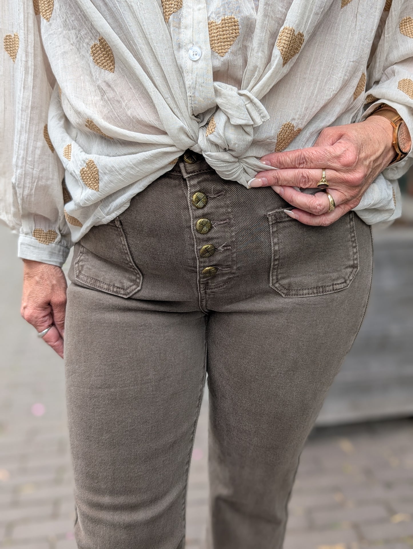 Folyrose broek Nina - Bruin