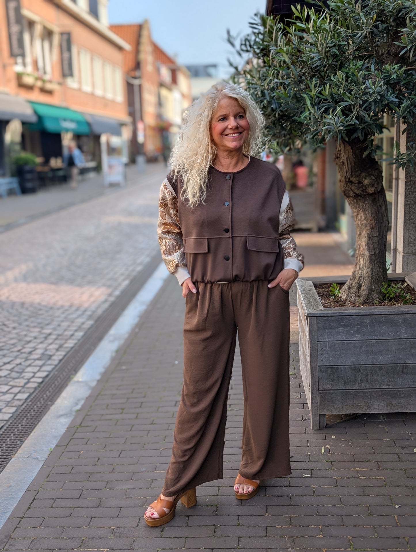 Fay knoopjes gilet - Bruin