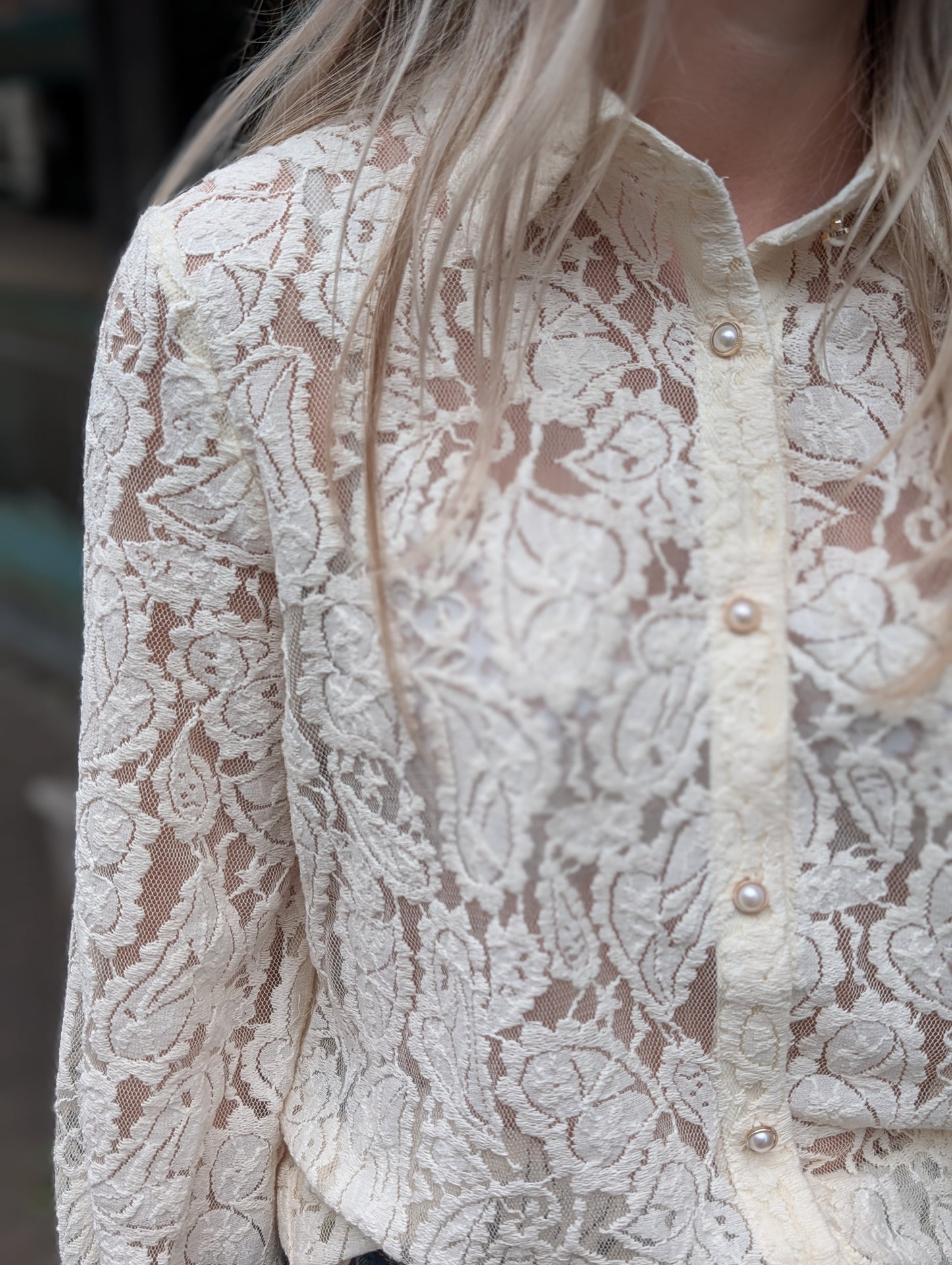 Kanten blouse Maaike - Ecru