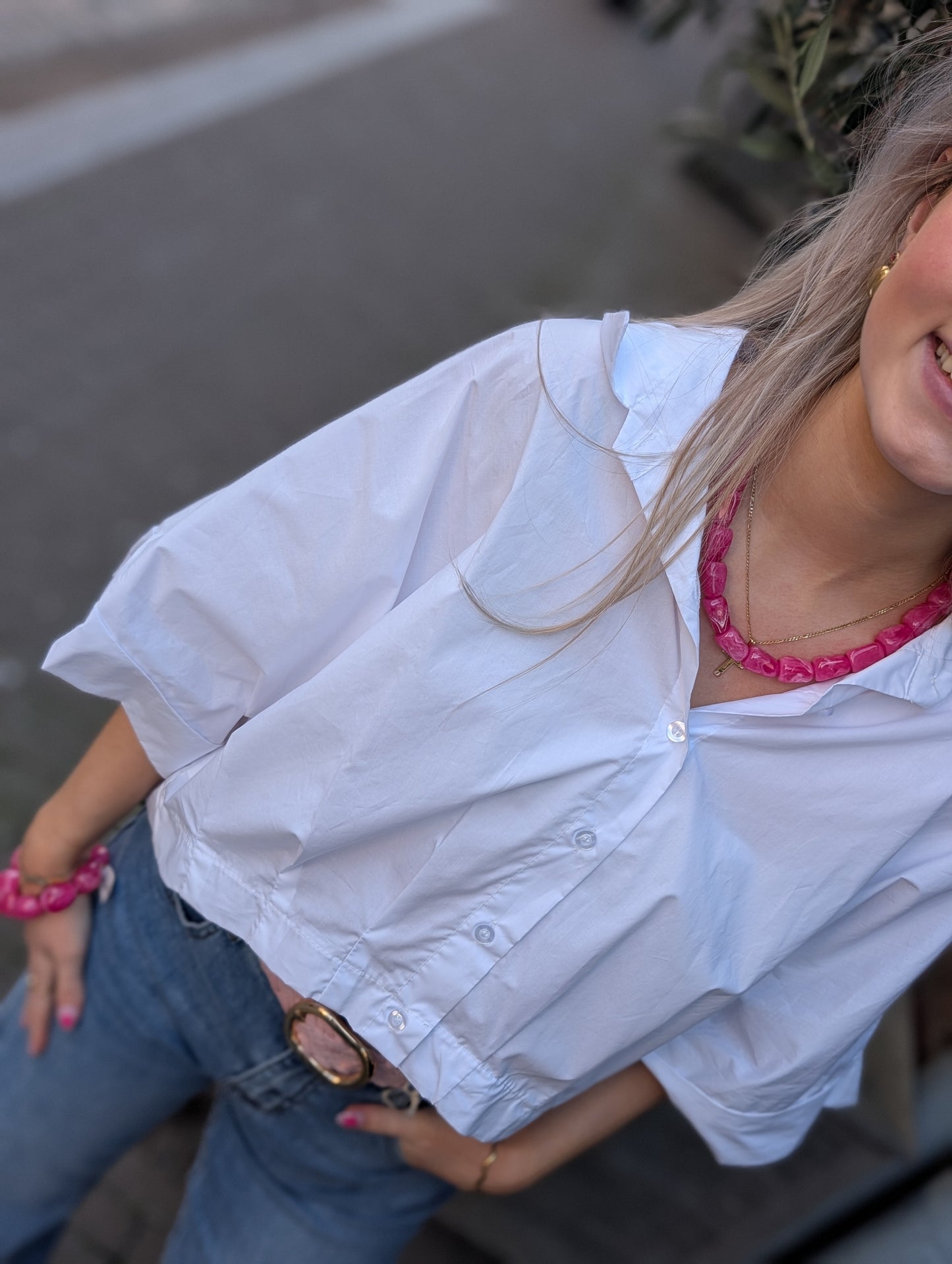 Lou korte blouse - Wit