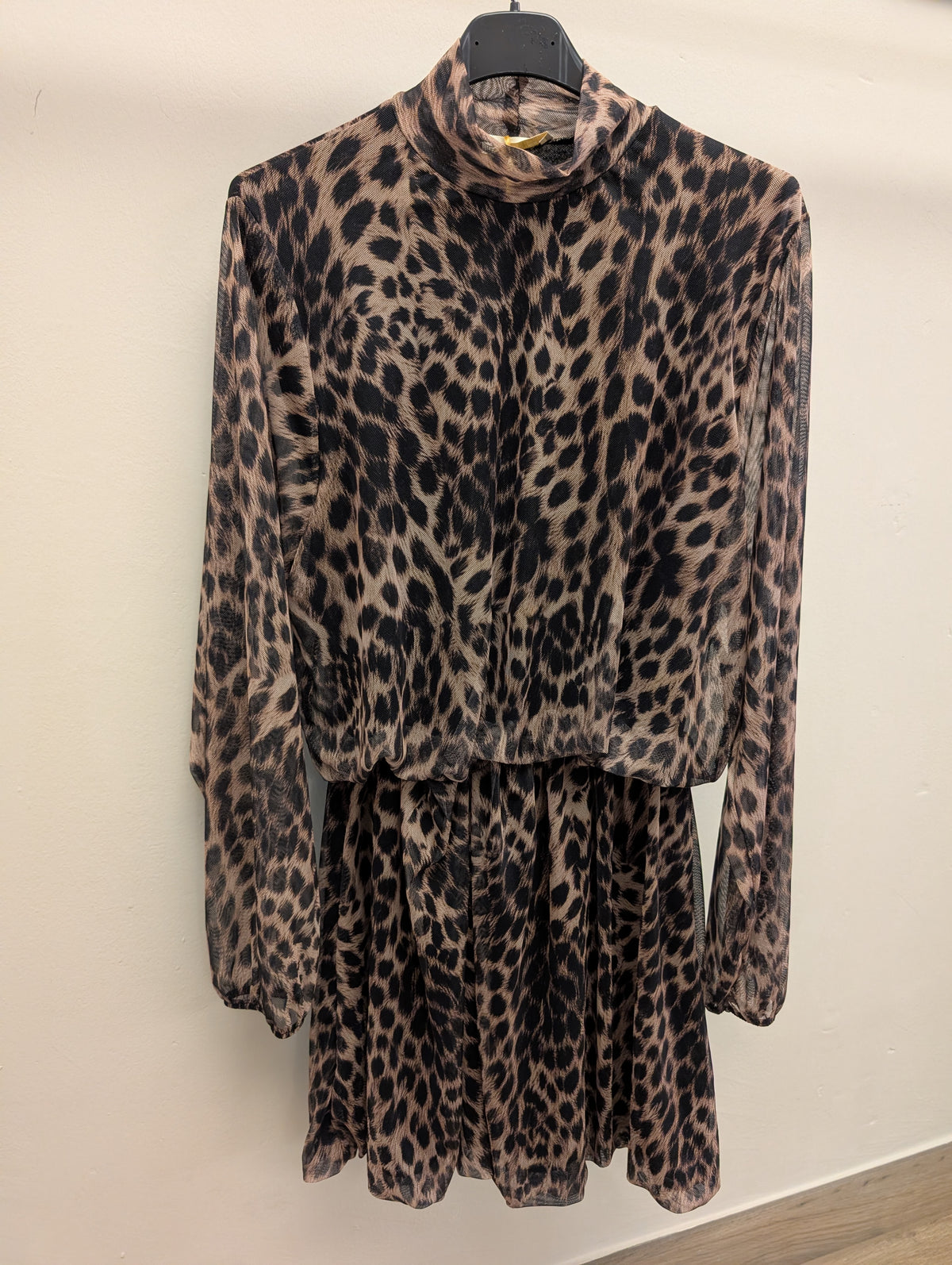 Panter dress taupe zwart