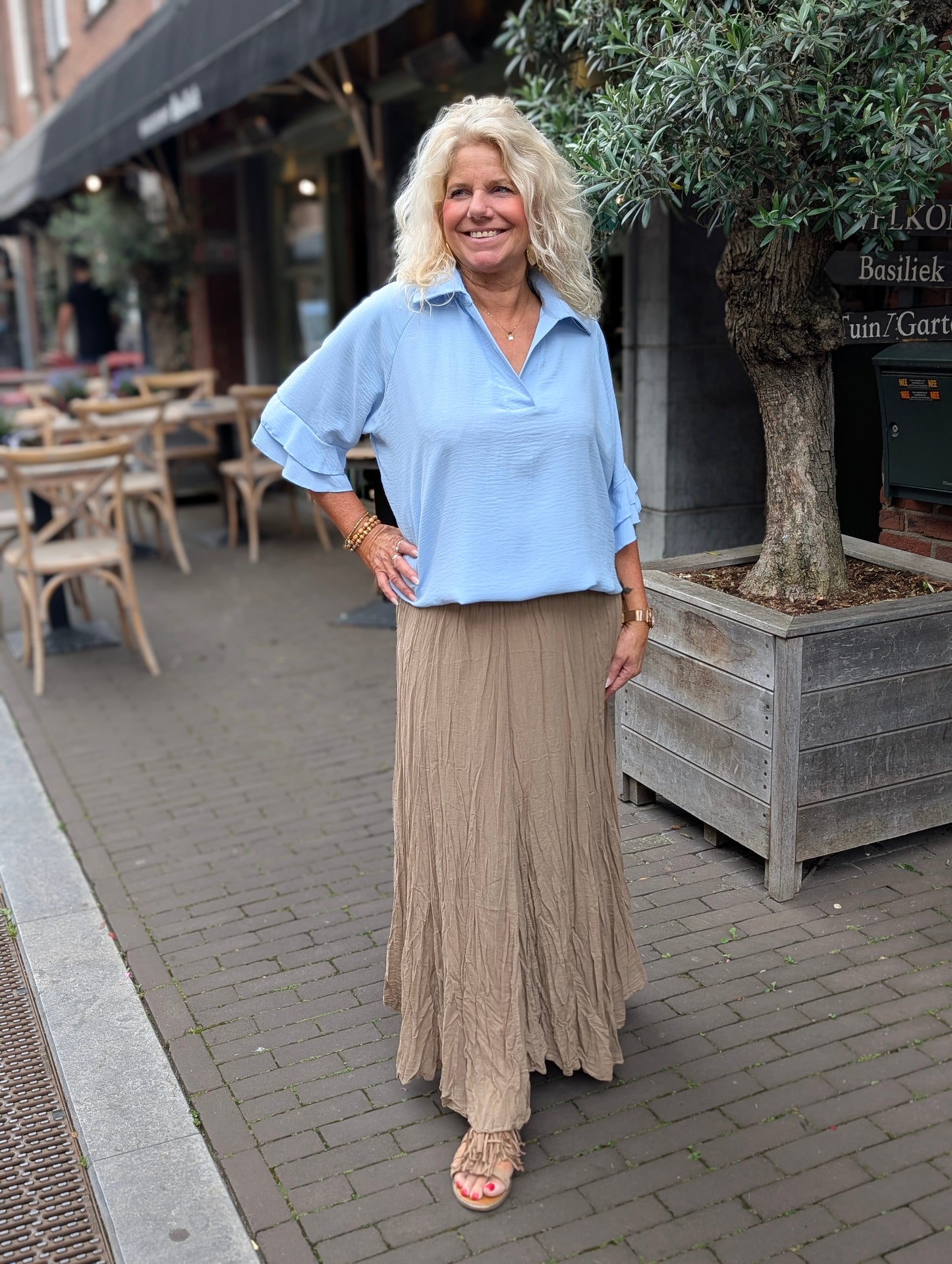 Suzy blouse ruffle - Lichtblauw