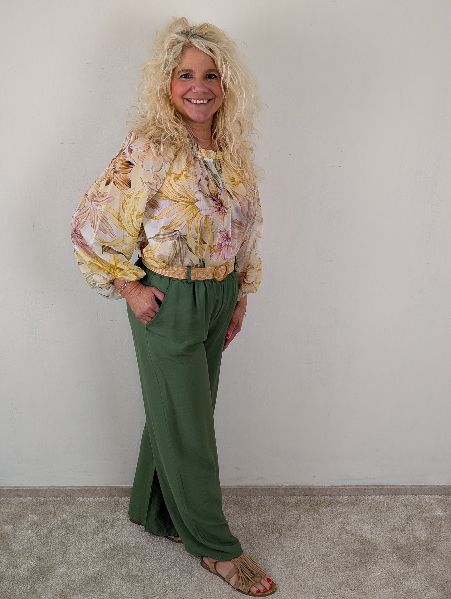 Sandra pantalon met riem - Groen