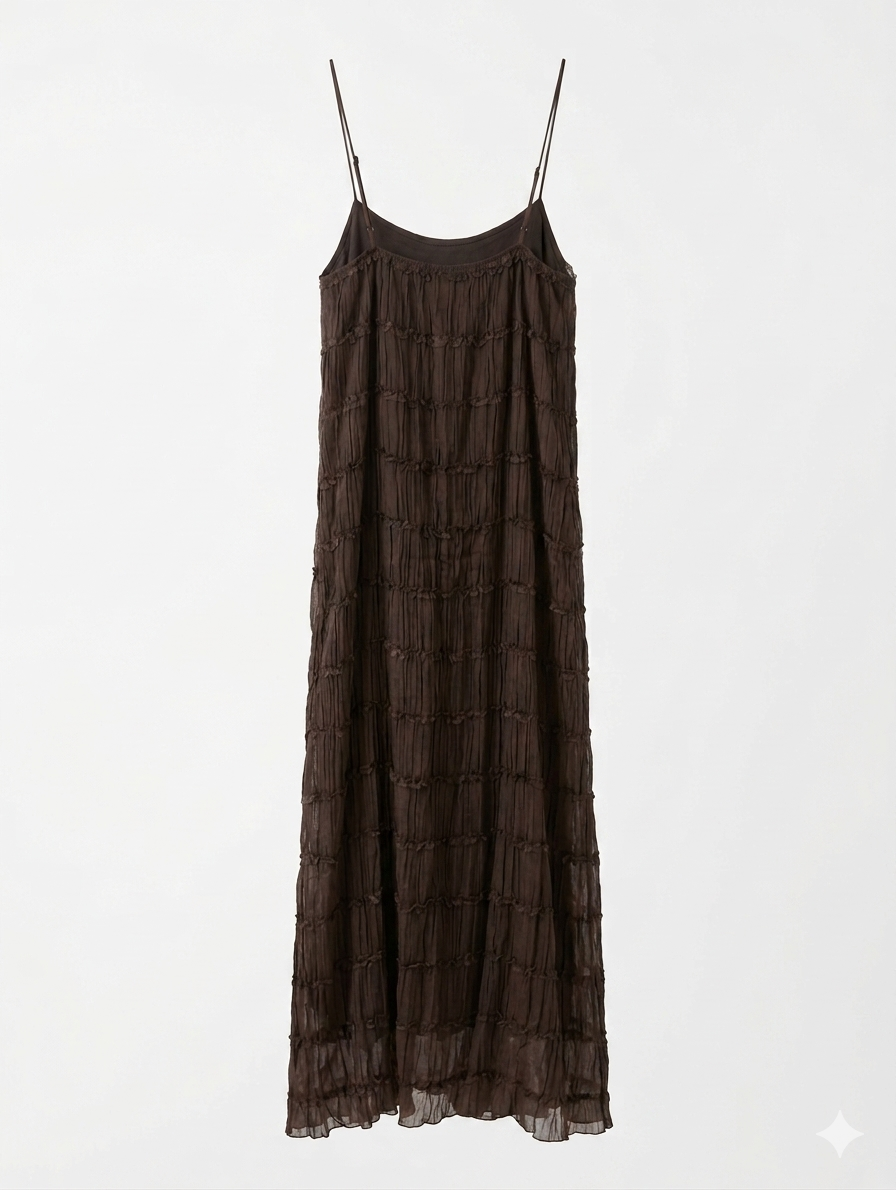 Ruched Cami Dress - Dark Chocolate