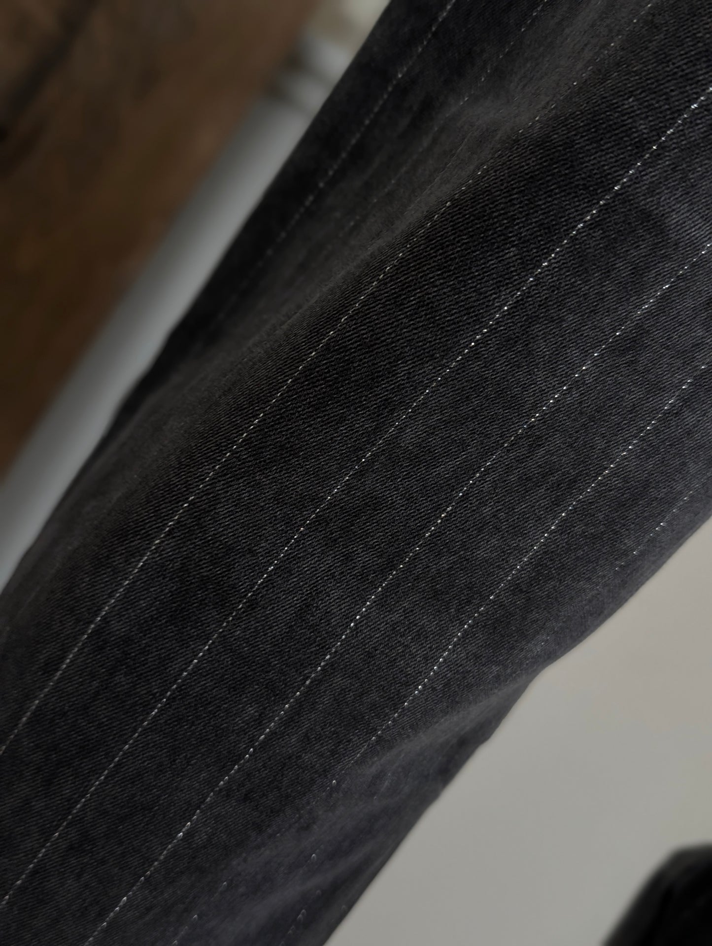 Red Button Patty Lurex Pinstripe - Grey Denim