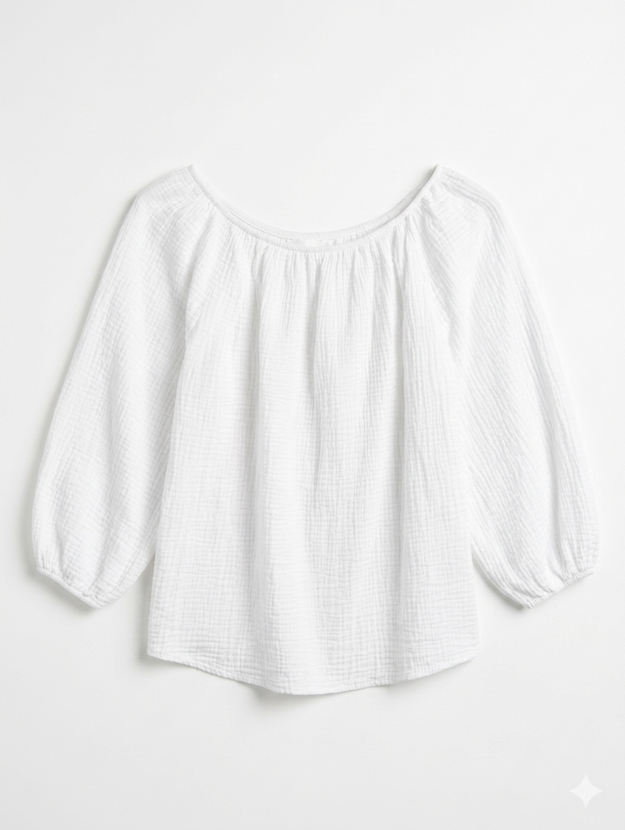 Lana Mousseline off shoulder Blouse - Wit