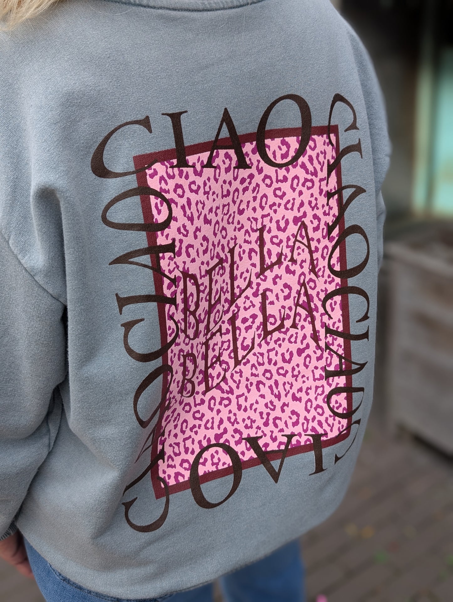 Ciao Bella Sweater - Washed Grey/Pink