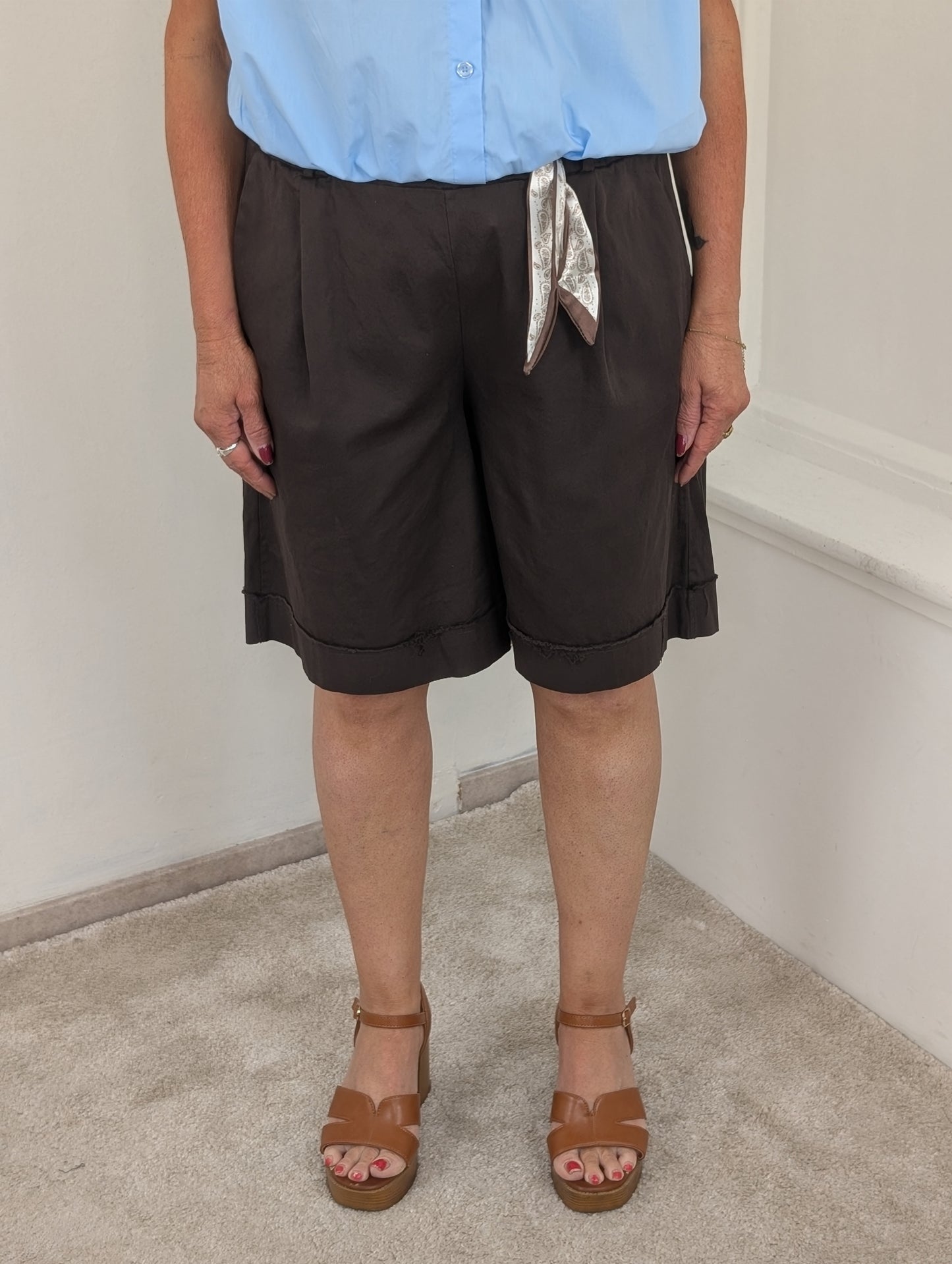 Katoenen scarf short - Bruin
