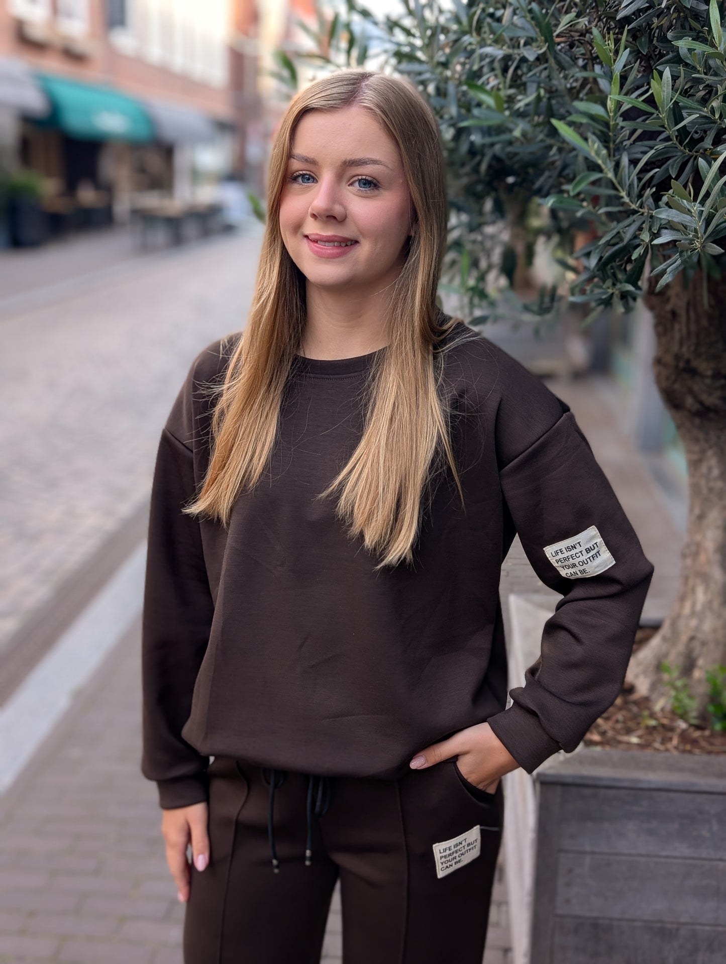 Comfy set 2-delig lange mouwen Claire - Donkerbruin