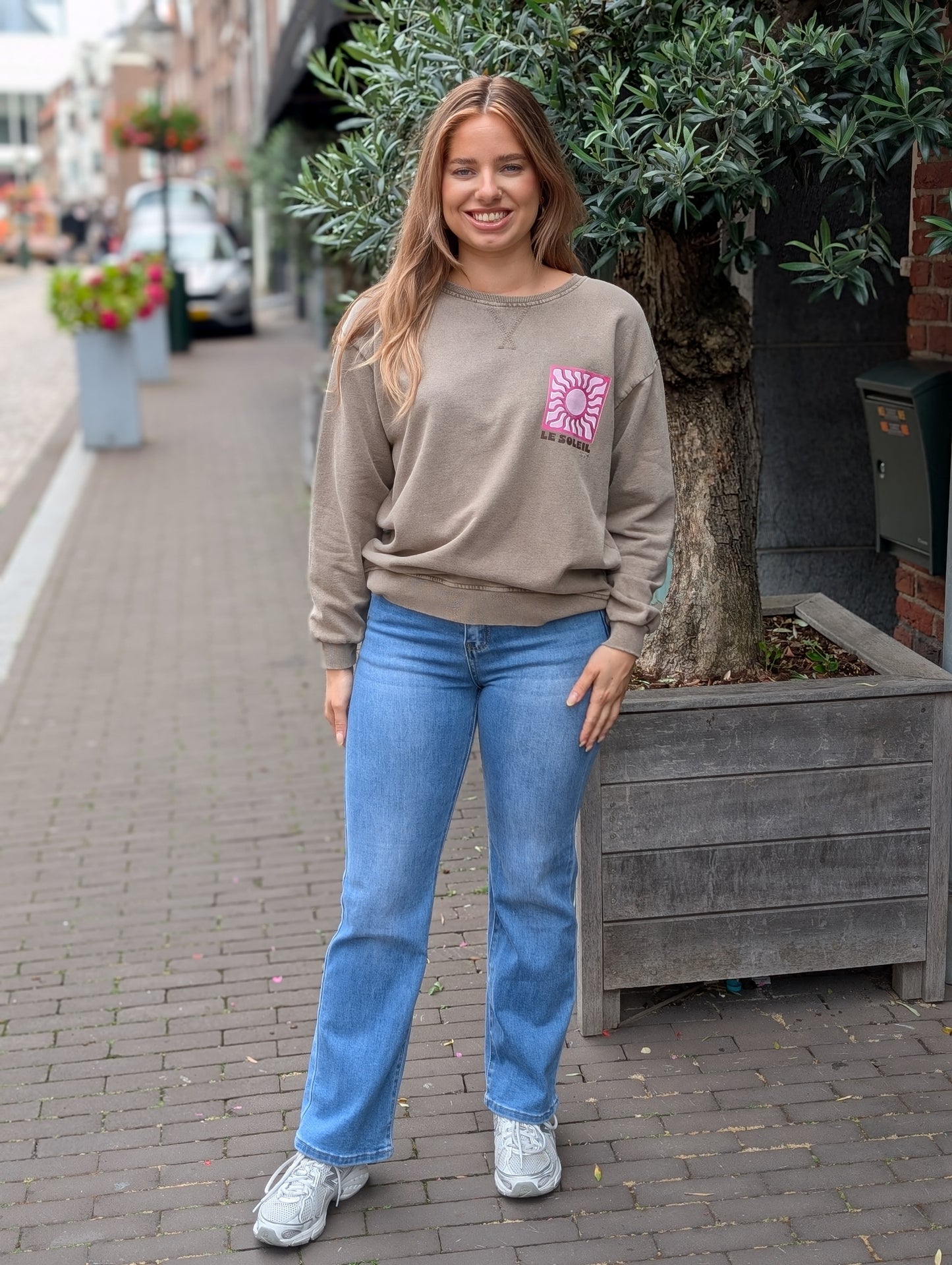 Le Soleil Sweater - Washed Brown/Pink