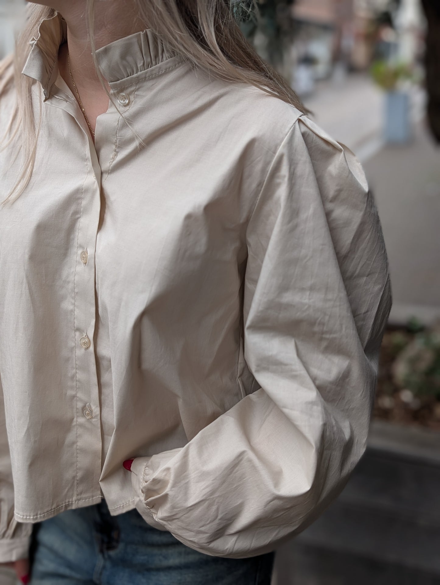 Mayke blouse met ruffle - Creme
