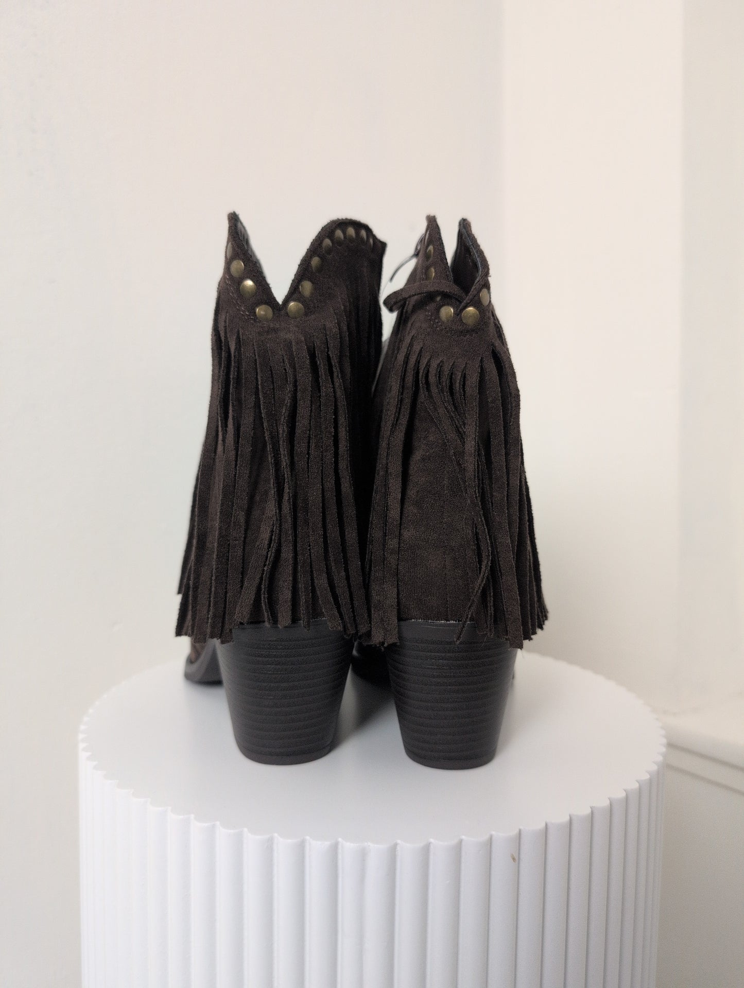 Laarzen met gouden studs en franjes - Bruin