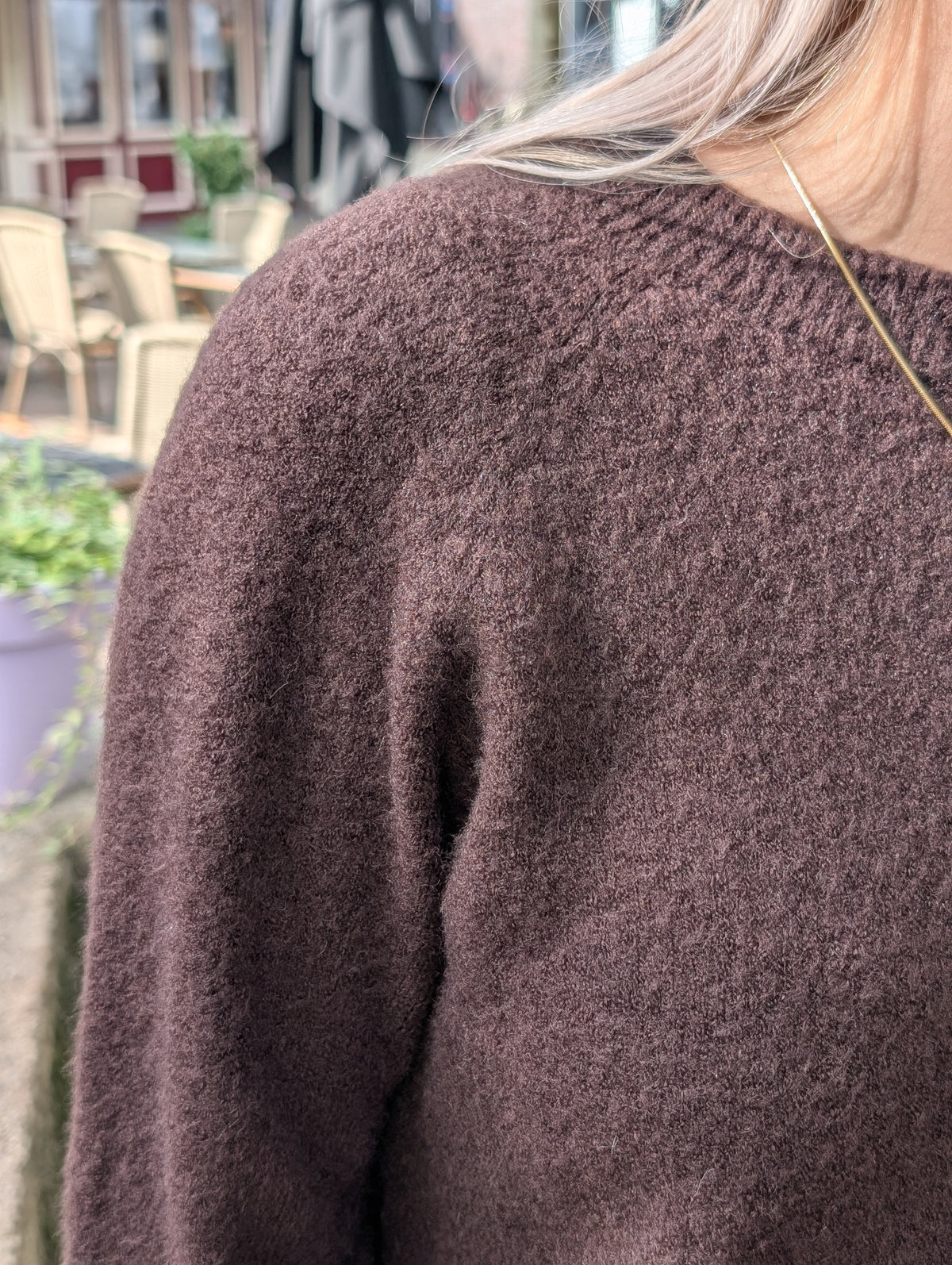 Yvet trui ronde hals alpaca - Bruin