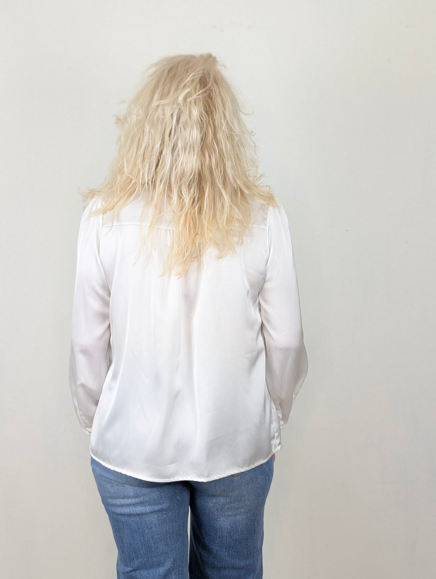 Vera silk strik blouse - Wit