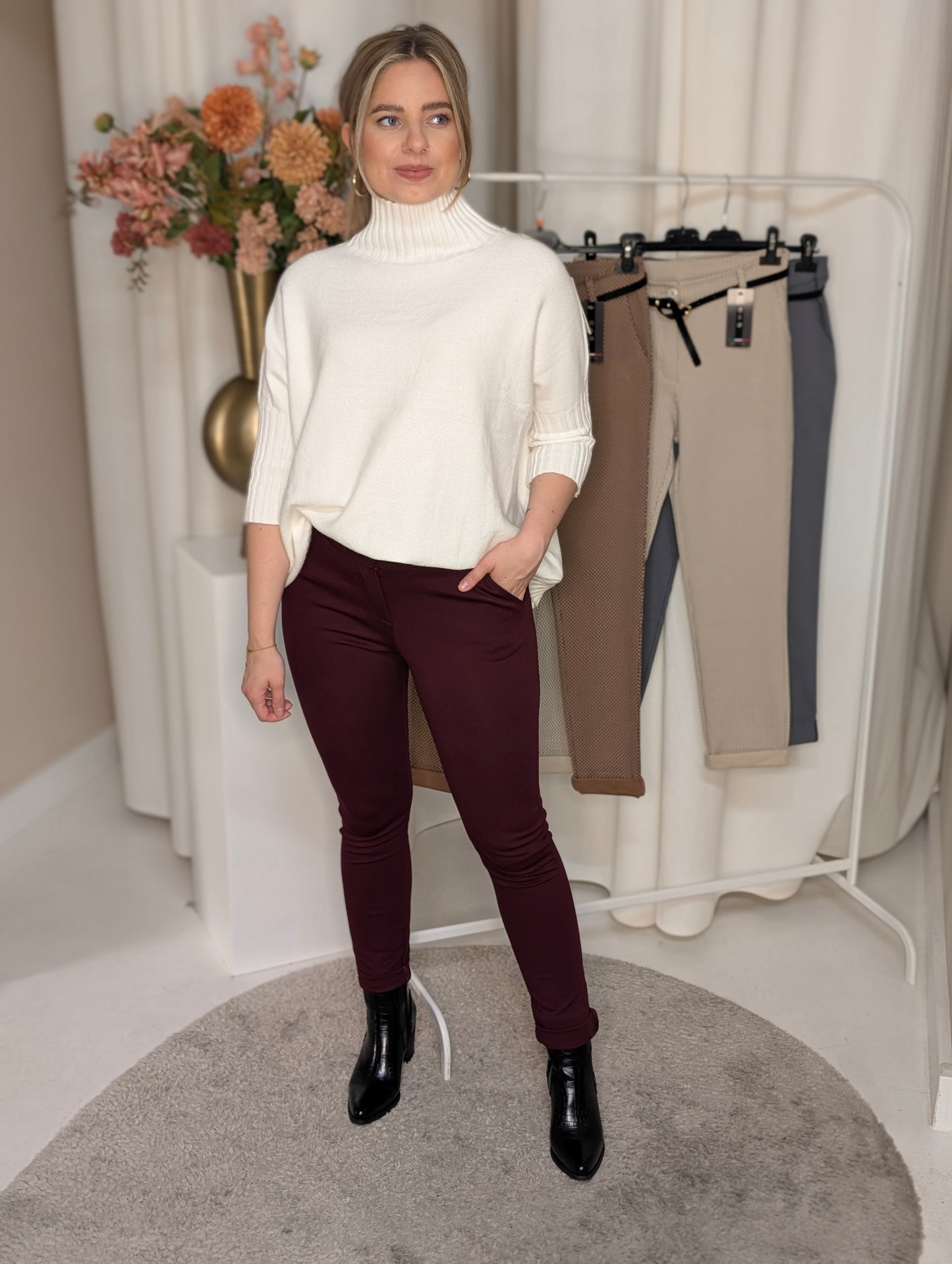 Basic pantalon Juul - Bordeaux rood