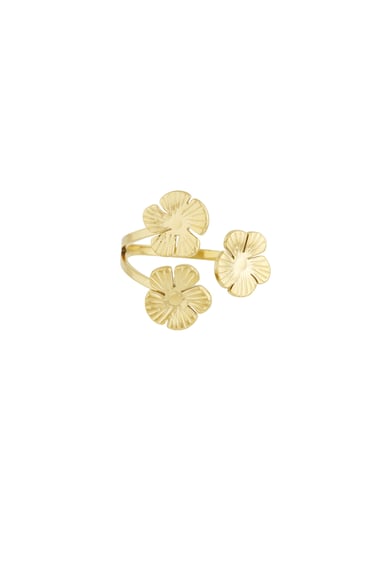 Bloemige trio ring - Goudkleur