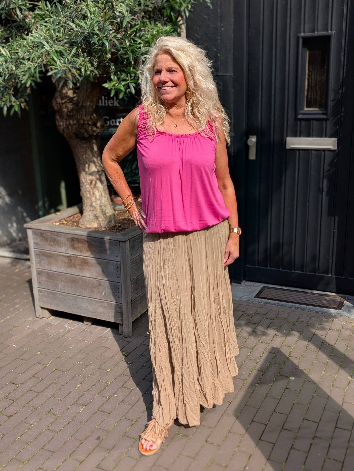 An top met ruffle - Roze