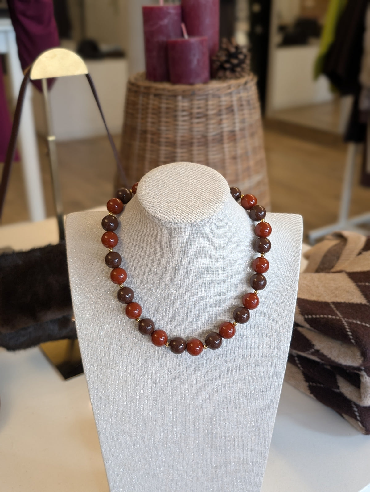 Sany kralen ketting - Bordeaux / bruin