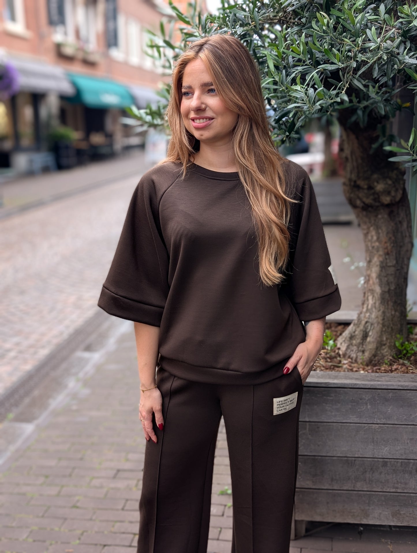 Comfy set 2-delig Claire - Bruin