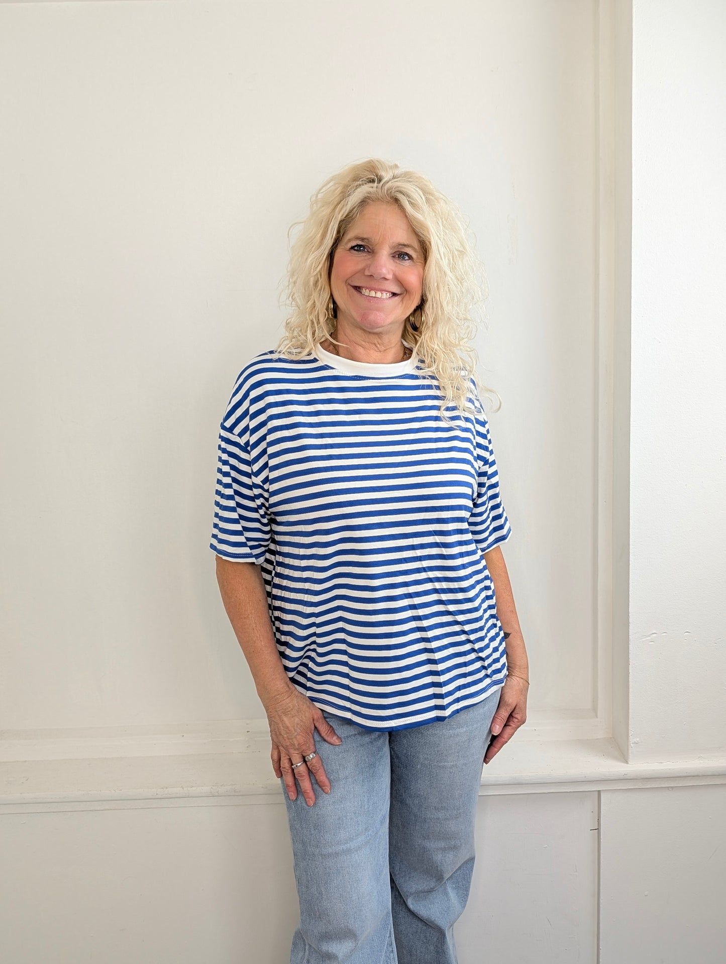 Gestreept shirt Isa - Kobalt blauw/ wit