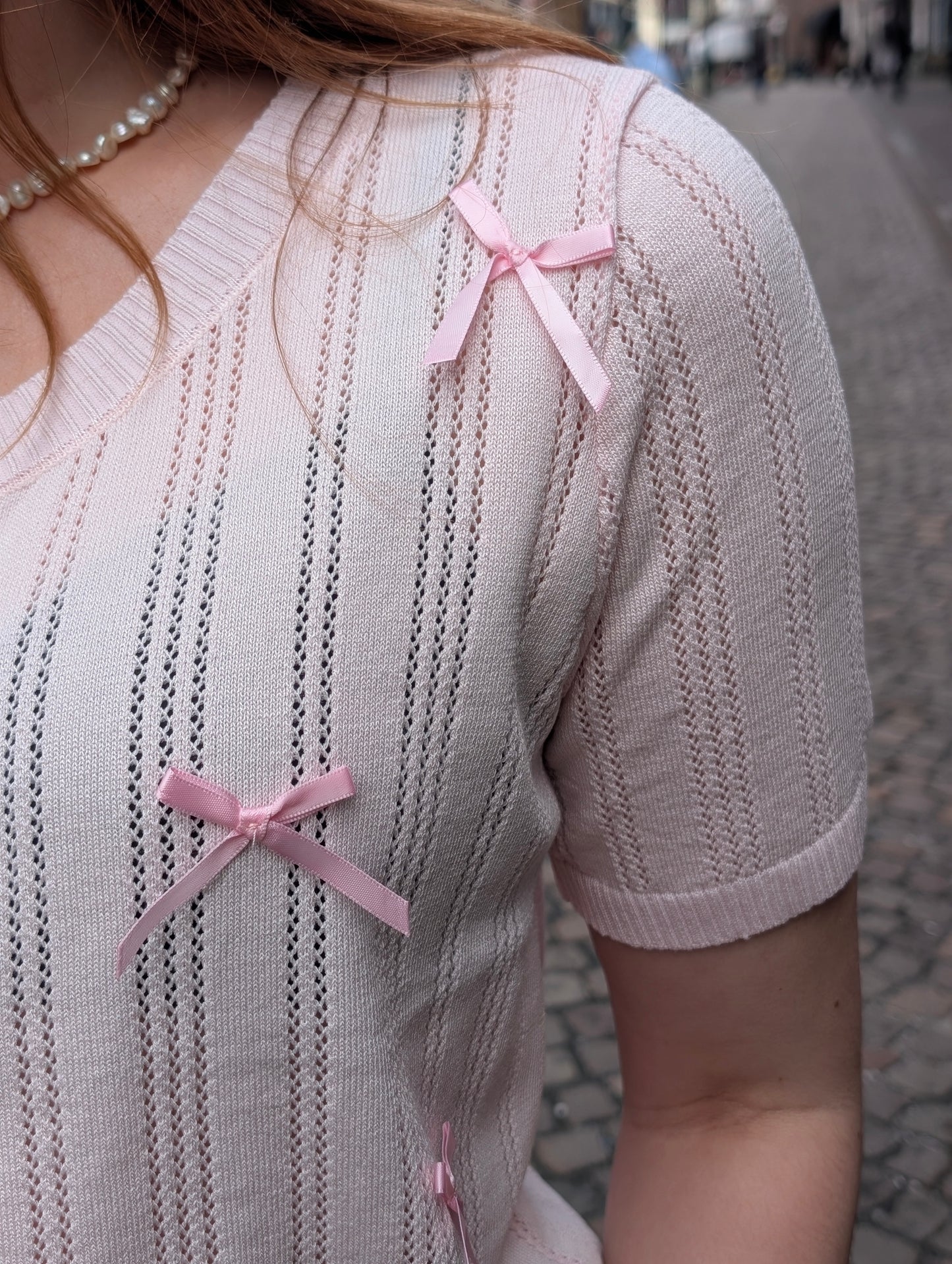 Strikjes vest korte mouw Pauline - Roze